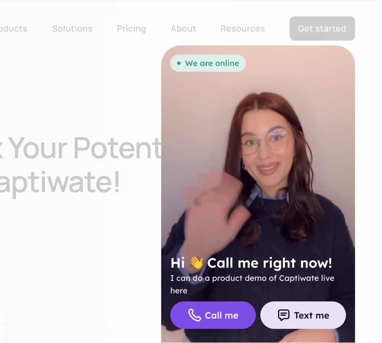 The Captiwate widget on a website